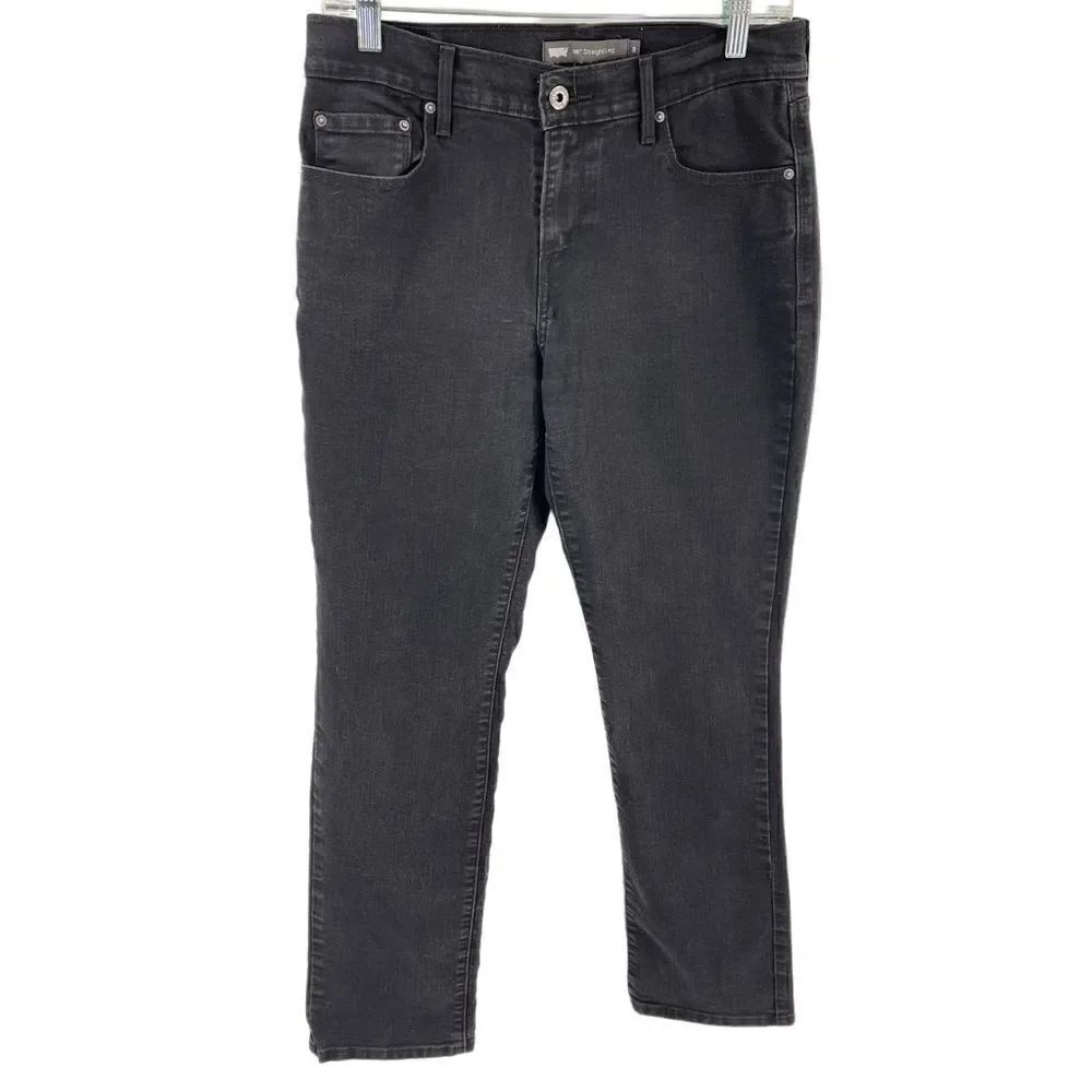 Levi’s 505 straight leg denim black jeans 8